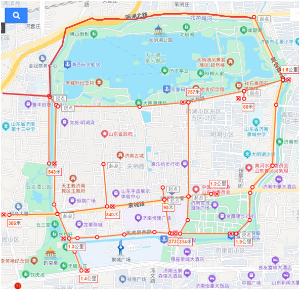 天下第一泉风景区周边动力驱动三轮车、低速四轮车禁止通行路段示意图